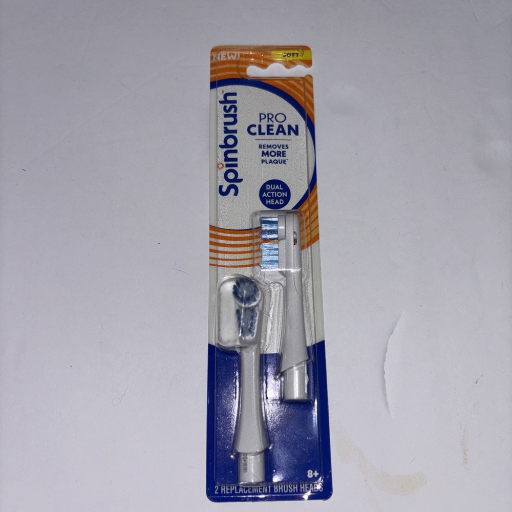 2 pack of Spinbrush Pro Clean Replacement Brush Heads Soft Dual Action Heads NEW
